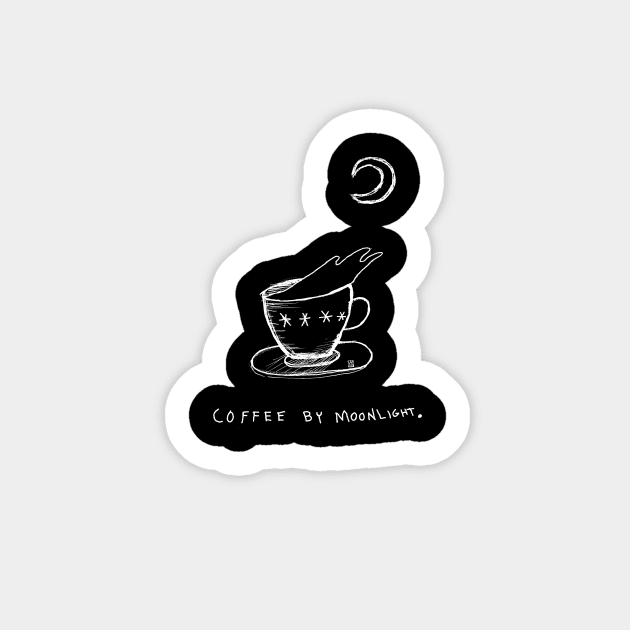 Coffee By Moonlight (White) Sticker by AliciaMireles